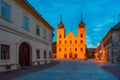 Sunset view of the Church of Saint Michael in Croatian town Osij Royalty Free Stock Photo