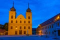 Sunset view of the Church of Saint Michael in Croatian town Osij Royalty Free Stock Photo