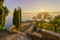 Sunset view of the shore, old city of Ohrid Royalty Free Stock Photo