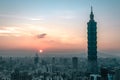 Sunset with a View of the Cityline of Taipei, Taiwan