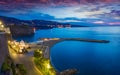 Sunset view of cliff coastline Sorrento, Italy Royalty Free Stock Photo