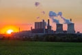 Sunset view at Coal-fired power plant in Germany Royalty Free Stock Photo