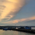 sunset view in the coastal area bridge