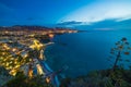 Sunset view of coastline Sorrento and Gulf of Naples, Italy