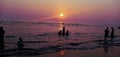 Sunset view from cox bazar sea beach in bangladesh