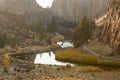 Sunset view of the Crooked River as it passes Smith Rock State Park Royalty Free Stock Photo