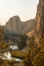Sunset view of the Crooked River as it passes Smith Rock State Park Royalty Free Stock Photo