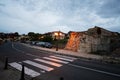 Sunset view of the crosswalk in ancient city of Nessebar, Bulgaria Royalty Free Stock Photo