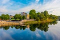 Sunset view of Danube riverside in Ingolstadt, Germany Royalty Free Stock Photo