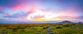 Sunset view of Dartmoor National Park, a vast moorland in the county of Devon, in southwest England Royalty Free Stock Photo