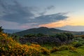 Sunset view of Dartmoor National Park, a vast moorland in the county of Devon, in southwest England Royalty Free Stock Photo