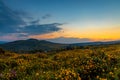 Sunset view of Dartmoor National Park, a vast moorland in the county of Devon, in southwest England Royalty Free Stock Photo