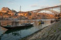 Sunset view of the Douro river, in Porto Royalty Free Stock Photo