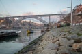 Sunset view of the Douro river, in Porto Royalty Free Stock Photo