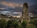 Sunset view Ear of dionysus and Cave of the Nymphaeum (Grotta del Ninfeo) artificial cave in Syracuse Royalty Free Stock Photo