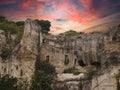 Sunset view Ear of dionysus and Cave of the Nymphaeum (Grotta del Ninfeo) Royalty Free Stock Photo