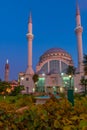 Sunset view of Ebu Bekr mosque in Shkoder, Albania