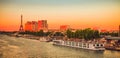 Sunset view of  Eiffel Tower and river Seine in Paris, France Royalty Free Stock Photo
