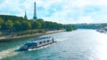 Sunset view of Eiffel tower and Seine river in Paris, France Royalty Free Stock Photo