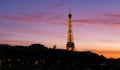 Sunset view of Eiffel tower and Seine river in Paris Royalty Free Stock Photo