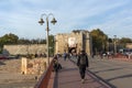 Sunset view of entrance of Fortress of city of Nis, Serbia