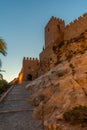 Sunset view of Entrance gate to the alcazaba of Almeria, Spain Royalty Free Stock Photo