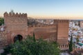 Sunset view of Entrance gate to the alcazaba of Almeria, Spain Royalty Free Stock Photo