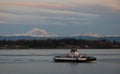 Sunset View of a Ferry Boat Crossing Hale Pass to Lummi Island.