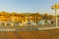 Sunset view of the fishing port of Kibbutz Ein Gev Royalty Free Stock Photo