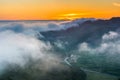 Sunset view of fog over the Marin Headlands from Hawk Hill Royalty Free Stock Photo