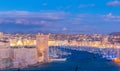 Sunset view of Fort Saint Jean at Marseille, France Royalty Free Stock Photo