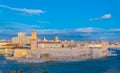 Sunset view of Fort Saint Jean at Marseille, France Royalty Free Stock Photo