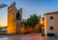 Sunset view of fortification of Alcudia town at Mallorca, Spain