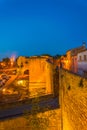 Sunset view of fortification of Alcudia town at Mallorca, Spain