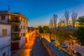 Sunset view of fortification of Alcudia town at Mallorca, Spain