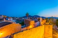 Sunset view of fortification of Alcudia town at Mallorca, Spain