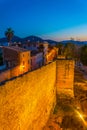 Sunset view of fortification of Alcudia town at Mallorca, Spain