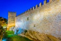 Sunset view of fortification of Alcudia town at Mallorca, Spain