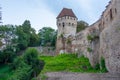Sunset view of fortification in Sighisoara, Romania Royalty Free Stock Photo