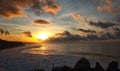 sunset on glagah beach with fine weather