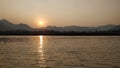 Sunset view on Godavari river, India Royalty Free Stock Photo