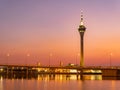 Sunset view of the Governador Nobre de Carvalho Bridge Royalty Free Stock Photo