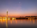 Sunset view of the Governador Nobre de Carvalho Bridge Royalty Free Stock Photo