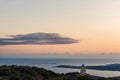 Sunset view of greek city of Argostoli at Kefalonia island in Greece Royalty Free Stock Photo