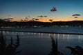Sunset view of greek city of Argostoli at Kefalonia island in Greece Royalty Free Stock Photo