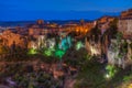 Sunset view of hanging houses - Casas Colgadas at Spanish town C Royalty Free Stock Photo