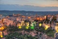 Sunset view of hanging houses - Casas Colgadas at Spanish town C Royalty Free Stock Photo