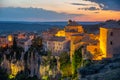 Sunset view of hanging houses - Casas Colgadas at Spanish town C Royalty Free Stock Photo