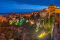 Sunset view of hanging houses - Casas Colgadas at Spanish town C Royalty Free Stock Photo