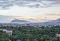 Sunset view of harbor, sea and fortress in Alanya, Turkey. Royalty Free Stock Photo